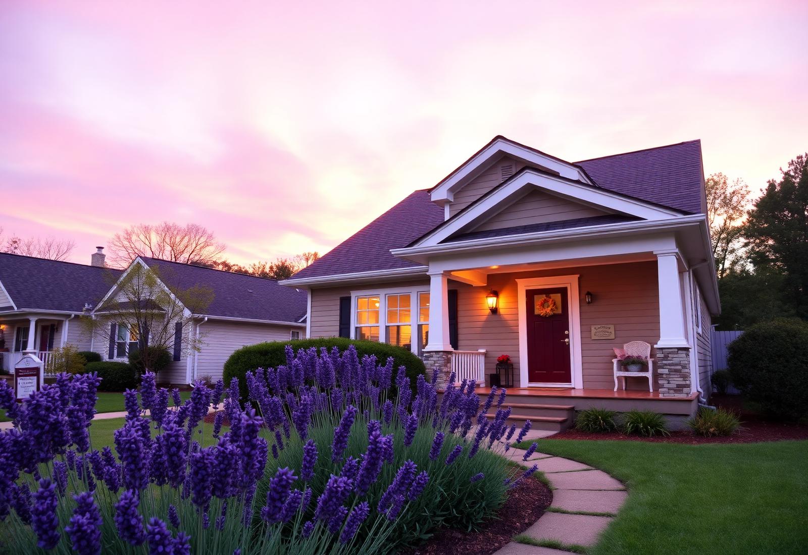 Home under a lavender sky